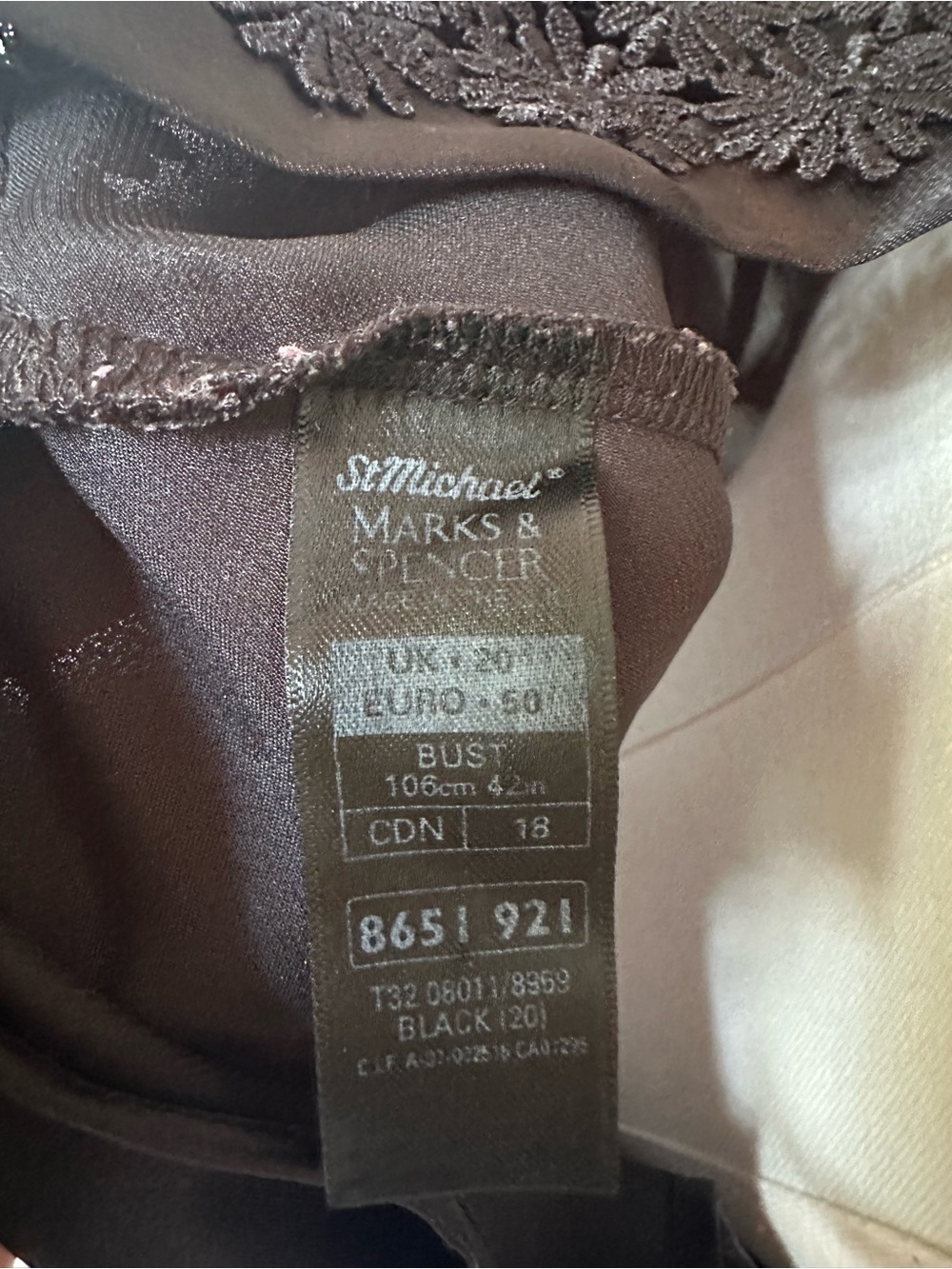 Vintage St. Michael Marks & Spencer Black Satin Lace Camisole – UK 20 - Picture 7 of 7